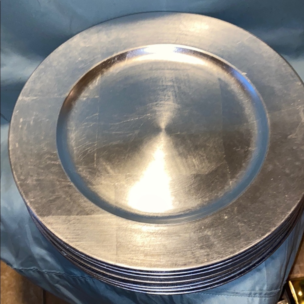 BX44 Vintage Set Of 8 Silver Home Essentials Charger Plates